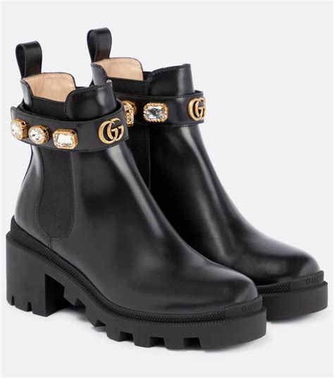 gucci black boots with stones|Gucci black boots with snake.